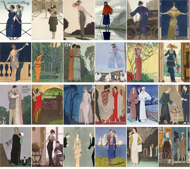 PIXILUV Vintage PostCards 24 pcs Vintage French Art Deco Magazines Illustrations - Image 2